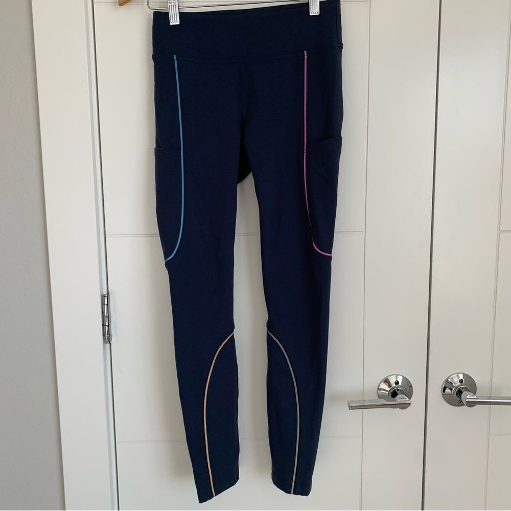 Outdoor Voices Navy Rainbow Reflective Outline Leggings S Small